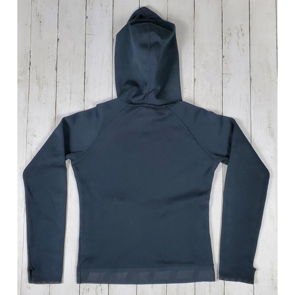 Nike Sportswear Tech Fleece Funnel WMNS Hoodie Sz S Black 617186-010 Thumbholes - Picture 2 of 13